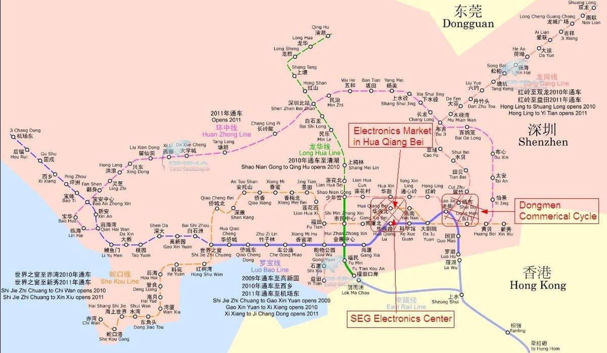 мапа на Шенжен електроника пазар